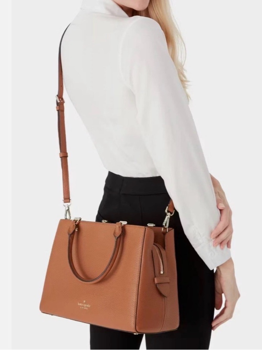kate spade Pebbled Leather Satchel in Gingerbread Brown - Picture 8 of 8